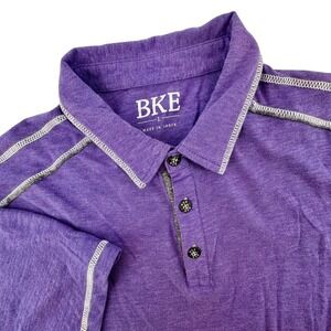 BKE Mens Purple Heather Contrast Stitch Short Sleeve Polo Shirt Large B9159